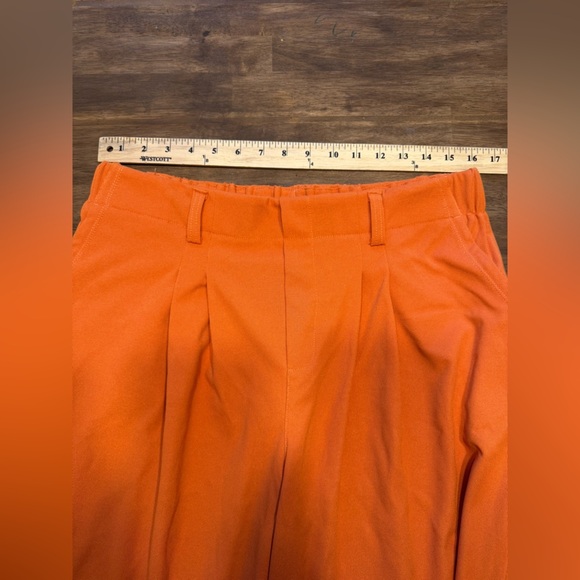 Halara Flex High Waisted Pocket Wide Leg Waffle Dress Pants Womens SZ XL Orange - Picture 7 of 10
